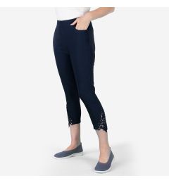 Ladies Cropped Trousers with Lace Hem