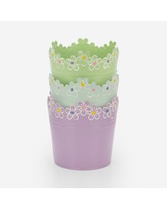 Daisy Embossed Tin Plant Pot