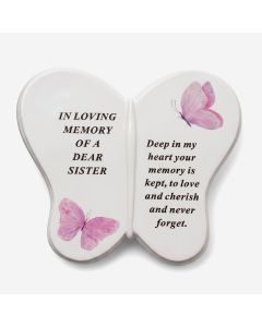 Butterfly Shaped Memorial Plaque - Sister