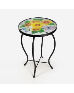 Sunflowers & Butterflies Glass Table