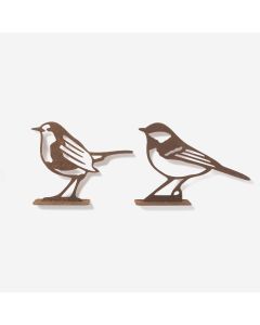 Rust Bird Silhouette - Set of 2 (Robin / Great Tit)