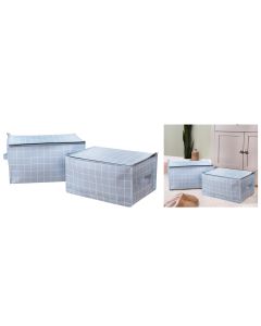 Set of 2 Storage Bags/ Cubes Blue Check