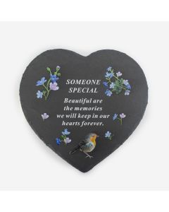 Black Sate Memorial Heart Wreth Robin - Someone Special