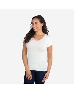  Thermal Short Sleeve Top with Lace