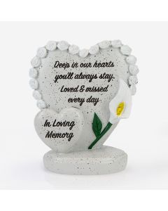 Memorial Double Heart with Lily - In Loving Memory