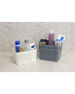 Set of 3 Rectangle Storage Boxes - White
