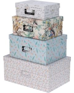 Set of 4 Floral Cardboard Storage Boxes