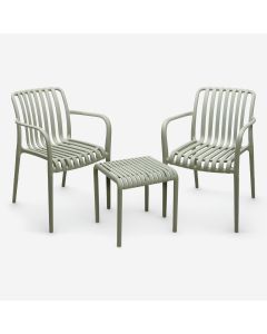3pc Garden Set Green (Side Table & 2 Chairs)
