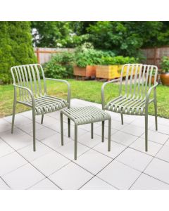 3pc Garden Set Green (Side Table & 2 Chairs)