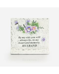 Memorial Plaque with Flower/Dragonfly - Husband