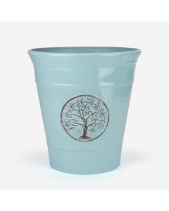 30cm Plastic Planter - Tree of Life - Powder Blue