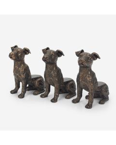 Brass Effect Jack Russell Pot Raisers - Set of 3