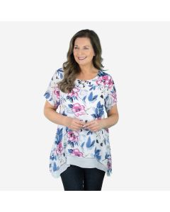 Floral Print Layered Hanky Top