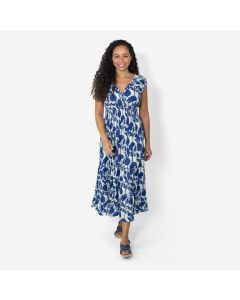 Blue Floral Dress with Elasticated Waist