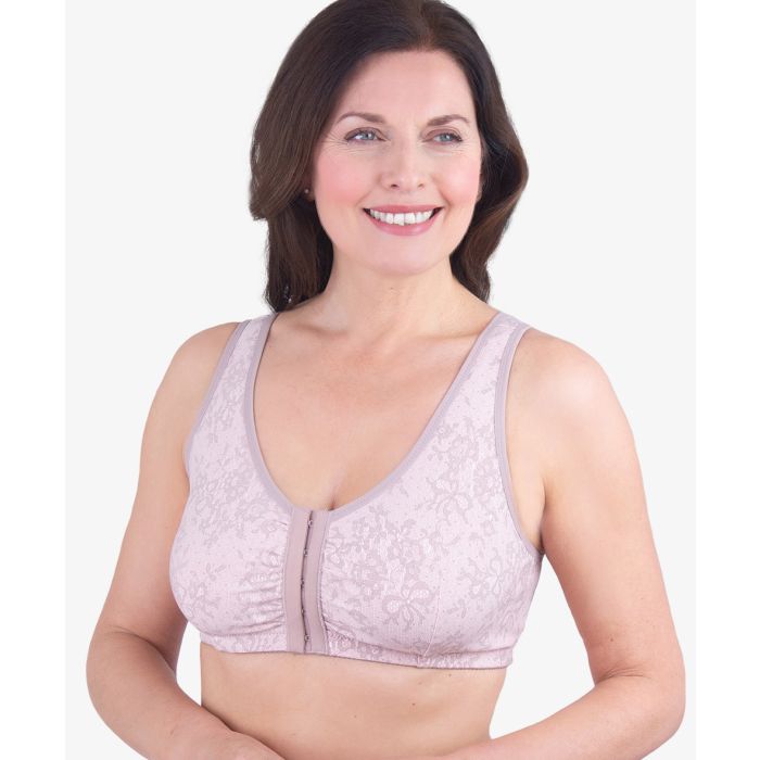 Lacy Front Hook Bra, White, 2XL