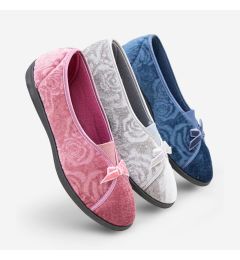 Bessie - Ladies Rose Embossed Slipper