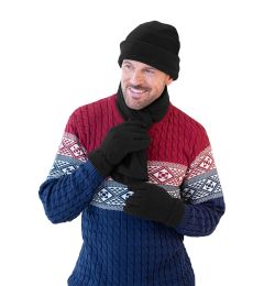 Men's Hat, Scarf And Glove Set Black
