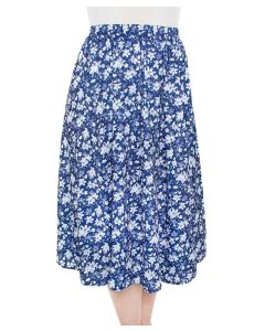 Navy and White Floral Skirt