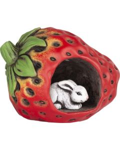 Rabbit in Strawberry Solar Ornament