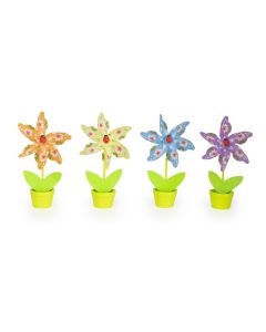 Plastic Spinning Windmill in Pot - Set of 4