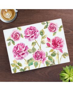 Glass Chopping Board - Rose Garden