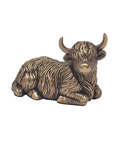 Bronze Effect Laying Highland Cow Ornament