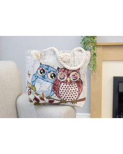 Large Tote Bag Owls - Cream