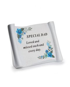 Memorial Scroll Blue Floral - Dad
