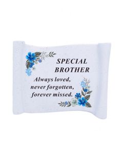 Memorial Scroll Blue Floral - Brother