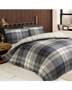 Brushed Cotton Quilt Set - Lomond Check Blue