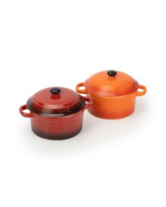 Round Stoneware Pot with Lid - Set of 2
