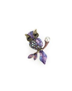 Purple and Blue Owl Brooch