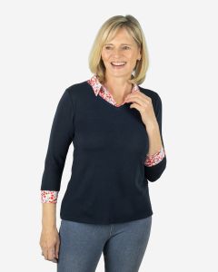 Fine Knit Top with Mock Shirt