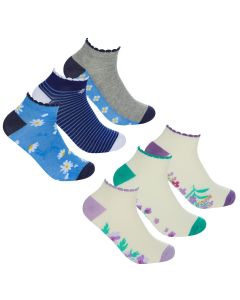 Ladies Floral Bamboo Trainer Socks 