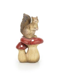Squirrel Standing on Mushroom Ornament