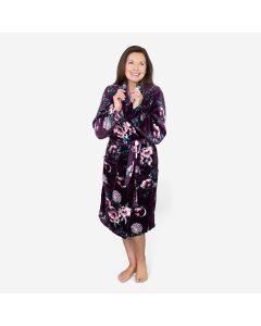 Floral Print Fleece Robe