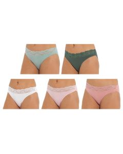 Ladies 5 Pack Hi-Leg Briefs