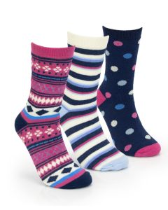 Ladies Thermal Pattern Socks-3 Pairs
