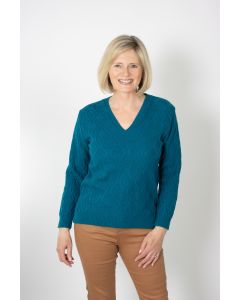 V Neck Diamond Cable Design Jumper