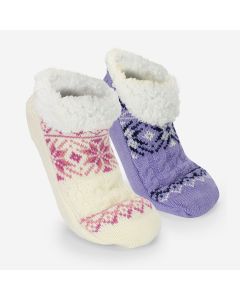Fairisle Sherpa Lined Lounge Socks Pk2