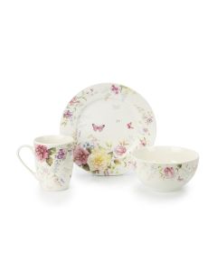 Bone China Floral Set (Mug, Plate, Bowl)