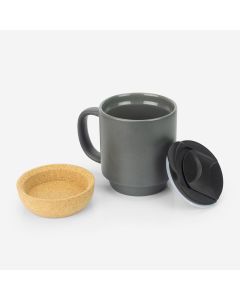 Mug with Lid & Cork/Coaster Bottom - Set of 2