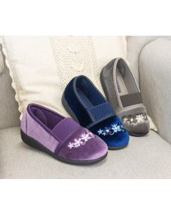 Winnie- Wide Fit Embroidered Slippers
