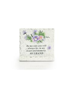 Memorial Plaque with Flower/Dragonfly - Husband