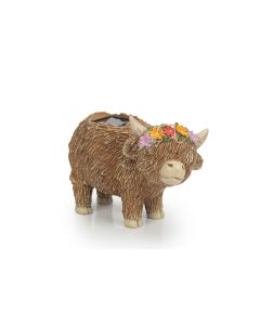 Highland Cow with Headband Solar Ornament