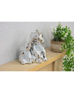 Silver Sparkle Ornament - Elephant & Calf
