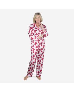 Red Floral Satin Pyjamas